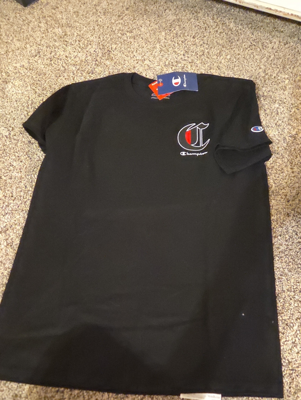 Champion Men's Black Logo Short-Sleeve Tee